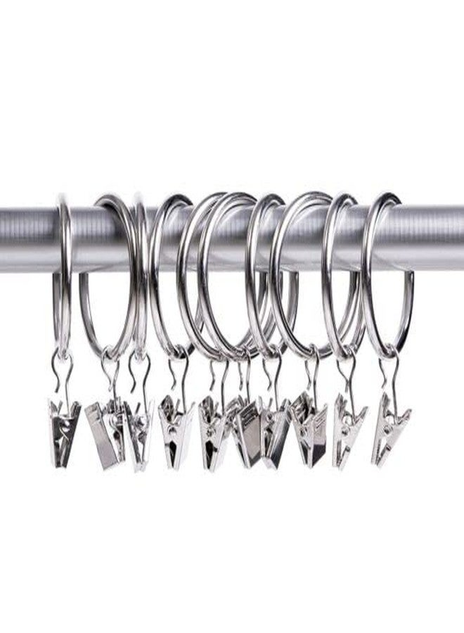 Lansian 44 Pack Curtain Rings with Clips Hooks, Silver Drapery Clips with Rings Stainless Steel Metal 1.5 inch Curtain Hangers Clips, Fits Diameter 1.2 inch Rod, Silver - Image 2